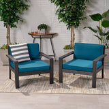 Outdoor Acacia Wood Club Chairs with Cushions (Set of 2) - NH370013