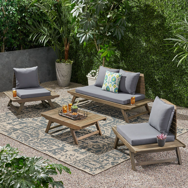 Outdoor Acacia Wood 4 Seater Chat Set - NH166903