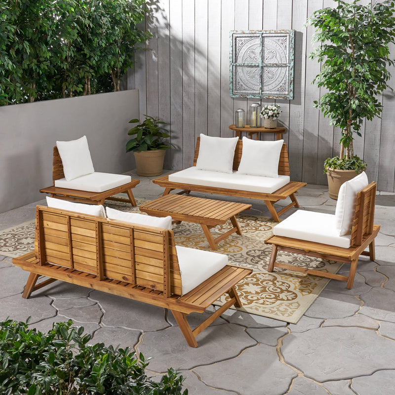 Outdoor Acacia Wood 6 Seater Chat Set - NH866903