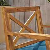 Outdoor Rustic Acacia Wood Barstools with Cushions (Set of 4) - NH540603