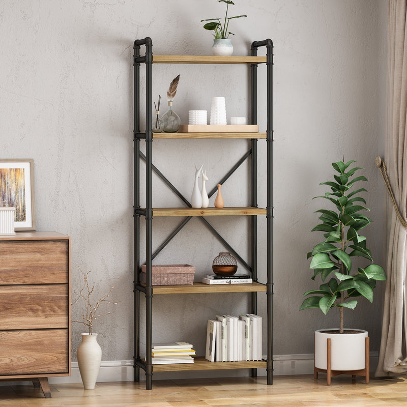 Industrial Pipe Design 5-Shelf Etagere Bookcase - NH602903