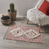 Boho Wool Diamond Patterned Scatter Rug - NH706803
