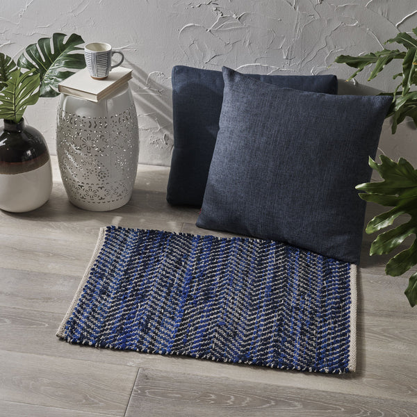 Boho Cotton Area Rug with Metallic Accents - NH616803