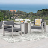 3-piece Outdoor Aluminum Club Chairs with Side Table - NH084603