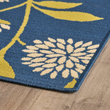 Indoor Floral  Area Rug, Blue and Green - NH946503