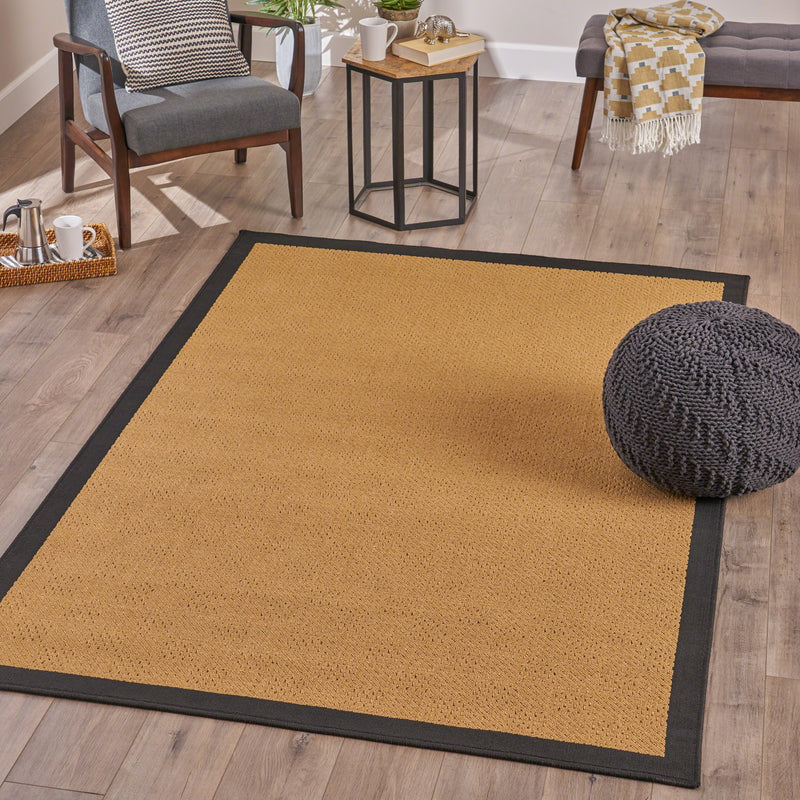 Indoor Border Area Rug, Beige and Black - NH626503