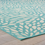 Indoor Floral  Area Rug, Blue and Ivory - NH156503