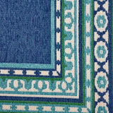 Indoor Border  Area Rug, Navy and Green - NH036503