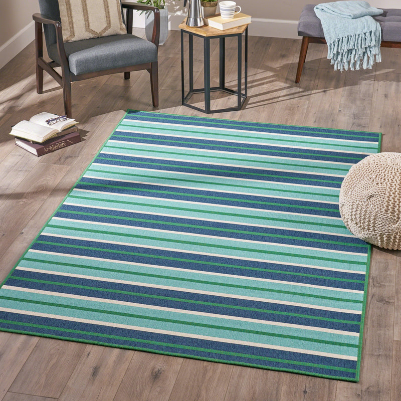 Indoor Geometric Area Rug, Blue and Green - NH346503