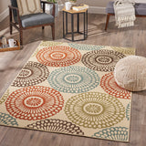 Indoor Floral Area Rug, Beige and Blue - NH426503