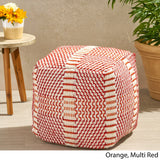 Outdoor Boho Water Resistant 16" Square Ottoman Pouf - NH320803