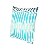 Outdoor Cushion, 17.75" Square, Geometric Pattern, Cream, Dark Teal, Turquoise, Light Blue - NH051703
