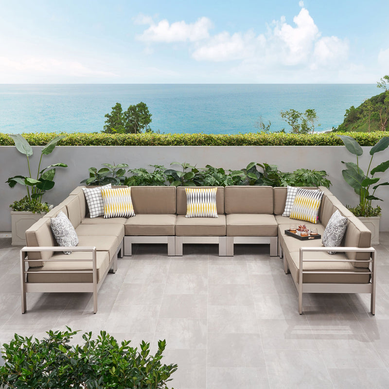 Outdoor 11 Seater Aluminum U-Shaped Sofa Sectional - NH268903