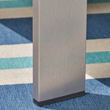 Coral Cushioned Auminum Ottoman, Silver and Khaki - NH772603