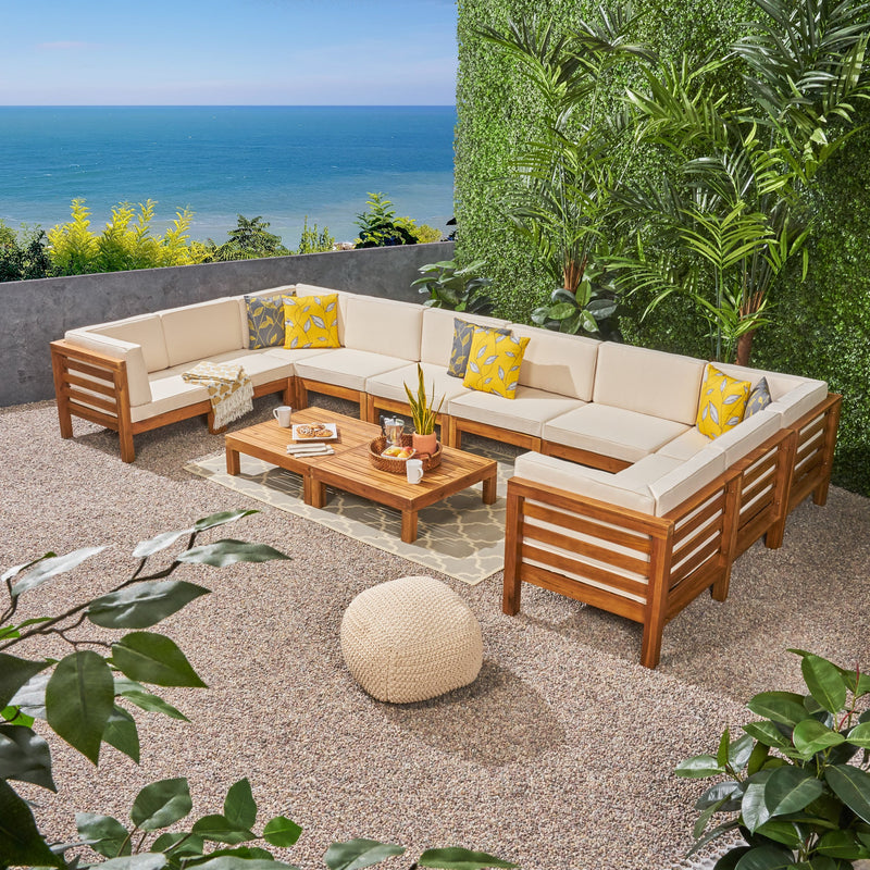 Outdoor U-Shaped Sectional Sofa Set with Coffee Tables - NH111703