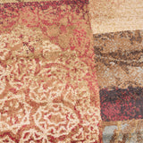 Indoor Abstract Floral Black and Rust Rectangular Area Rug - NH381603