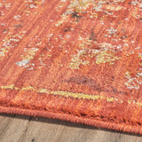 Indoor Oriental Mandala Distressed Red and Gold Rectangular Area Rug - NH491603