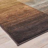 Indoor Abstract Reflected Gradient Blue and Brown Rectangular Area Rug - NH502603