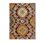 Indoor Oriental Floral Red and Gold Rectangular Area Rug - NH412603