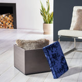 Storage Cube Organizer Ottoman - Faux Wood Frame - Upholstered Velvet Lid - Modern Glam - NH999603