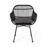 Outdoor Faux Wicker 2 Seater Chat Set with Tempered Glass Table - NH456903