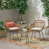 Outdoor Faux Wicker 2 Seater Chat Set with Tempered Glass Table - NH456903