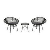 Outdoor Faux Wicker 2 Seater Chat Set with Tempered Glass Table - NH656903