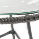 Outdoor Faux Wicker 2 Seater Chat Set with Tempered Glass Table - NH656903