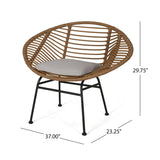 Outdoor Faux Wicker 2 Seater Chat Set with Tempered Glass Table - NH656903