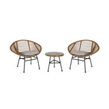Outdoor Faux Wicker 2 Seater Chat Set with Tempered Glass Table - NH656903