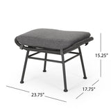 Indoor Modern Boho Wicker Accent Chair & Ottoman Set (Set of 2) - NH454013