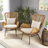 Indoor Wicker Accent Chairs with Cushions (Set of 2) - NH210013