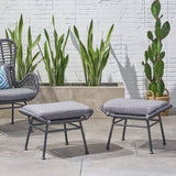 Outdoor Modern Boho Wicker Ottoman (Set of 2) - NH054013