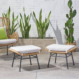 Outdoor Modern Boho Wicker Ottoman (Set of 2) - NH054013