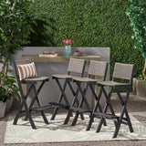 Outdoor Folding Acacia Wood Barstools (Set of 4) - NH428013