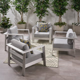 Outdoor Aluminum Club Chairs with Cushions (Set of 4) - NH979803