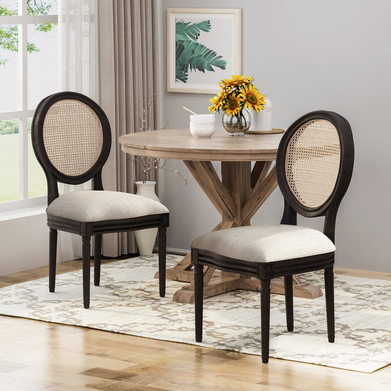 Wooden Dining Chairs with Cushions (Set of 2), Beige, Natural, and Black - NH242903