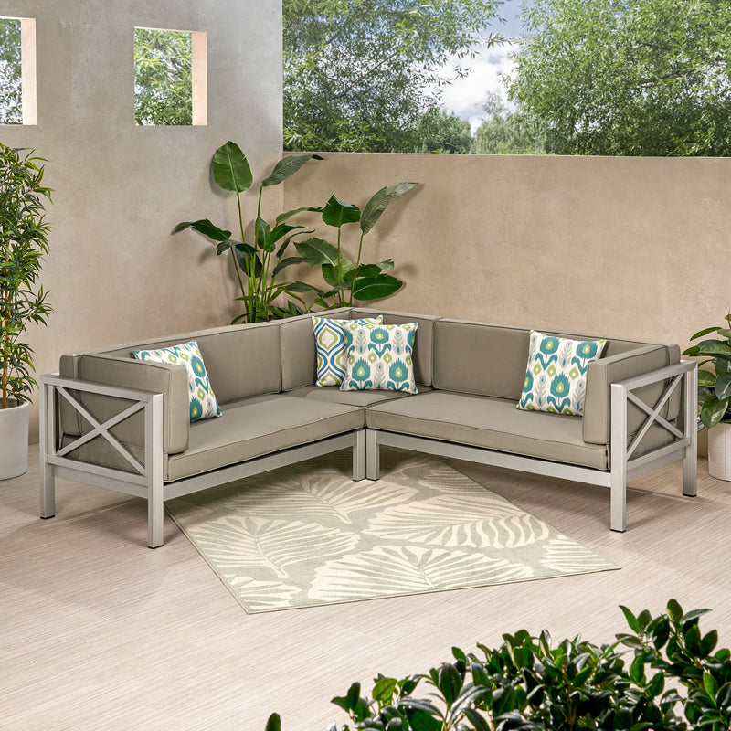 Outdoor Modern 5 Seater V-Shaped Sectional Sofa Set - NH207113