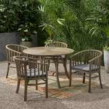 Outdoor 4 Seater Acacia Wood Circular Dining Set - NH927903