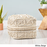 Wool and Cotton Pouf Ottoman - NH448903