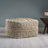Wool and Cotton Pouf Ottoman - NH448903