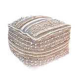 Wool and Cotton Pouf Ottoman - NH448903