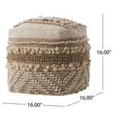 Wool and Cotton Pouf Ottoman - NH458903