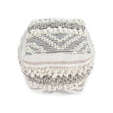 Wool and Cotton Pouf Ottoman - NH458903