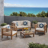 Outdoor 4 Seater Acacia Wood Loveseat Chat Set - NH454803