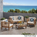 Outdoor 4 Seater Acacia Wood Loveseat Chat Set - NH454803