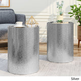 Modern Round Hammered Iron Accent Table (2 Pack) - NH609803