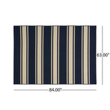 Outdoor Stripe Area Rug, Navy and Ivory - NH745803