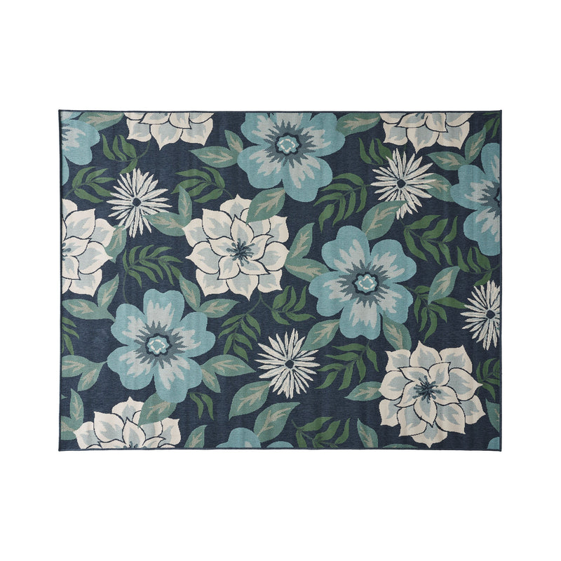 Outdoor Floral Area Rug, Blue and Green - NH165803