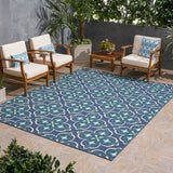 Outdoor Medallion Area Rug, Blue and Green - NH365803